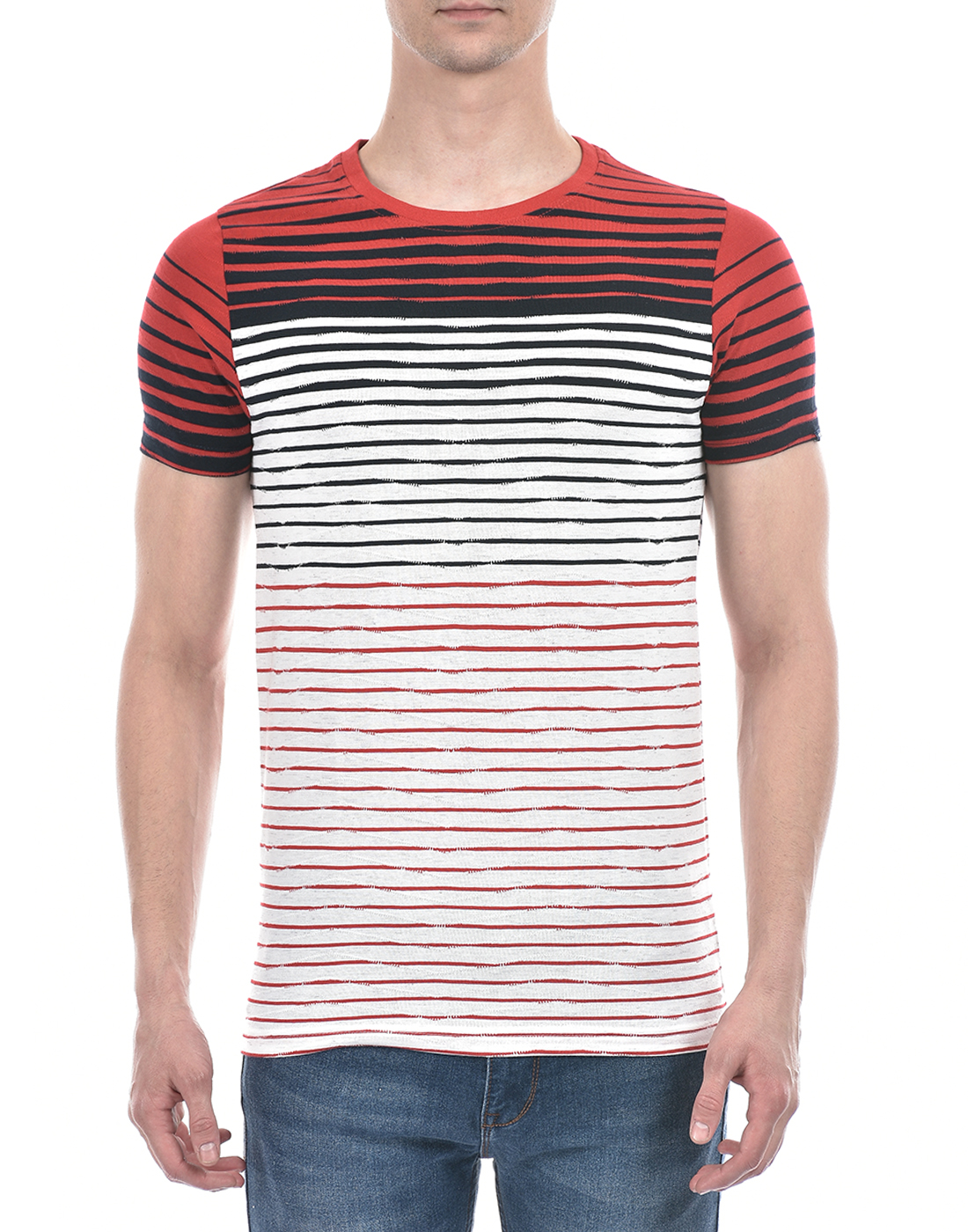Numero Uno Men Striped White T-Shirt